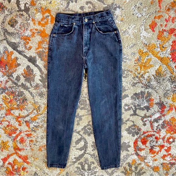 Vintage 80’s Chic Jeans Waist Black Relaxed Fit Tapered Leg size 6 - Picture 3 of 12